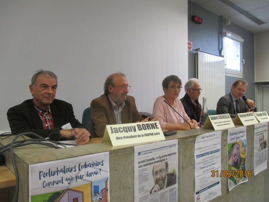  conférence du 31 mars à Saint-Etienne - André Cicolella avec Jacky Borne représentant de la FRAPNA